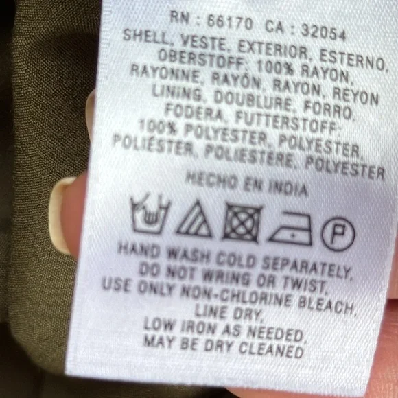 Anthropologie Edme and Esyllte Olive Peasant Boho  Dress W Ribbon Trim Medium - Picture 12 of 12